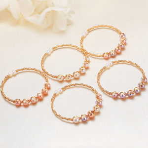 Bracelet De Perles Pour Femme Simple Series Daily Twist Lines, Couleur Or, En Perles D'Eau Douce h5 Image4