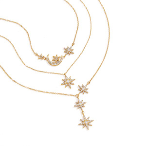 Collier Pendentif Femme Élégant En Acier Inoxydable Couleur Or Avec Zircon, Collection Romantique Et Chaîne Étoile. h5 Image4
