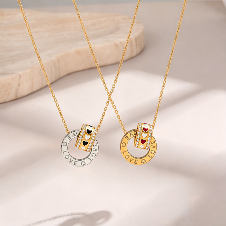 Colliers pendentifs en acier inoxydable couleur or, motif teckel mignon en forme de cœur, collection Simple Series 2