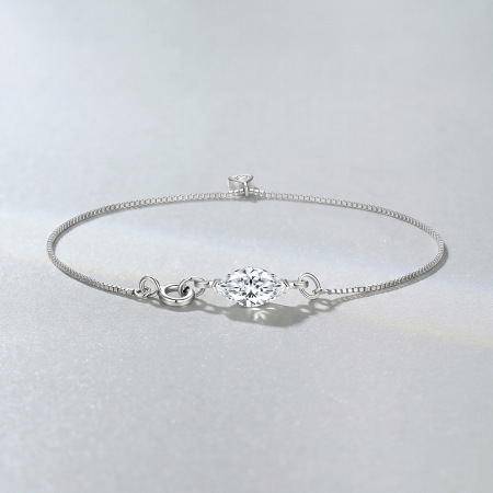 Bracelet en argent sterling 925 plaqué rhodium couleur moissanite, collection Simple et élégante 2
