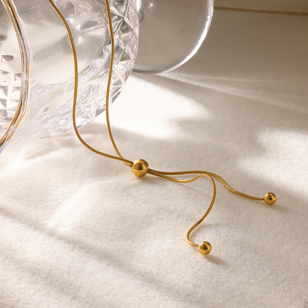 Colliers Pendentifs Unisexes Simple Series Daily Geometric Shape En Acier Inoxydable Étanche Couleur Or h5Image2