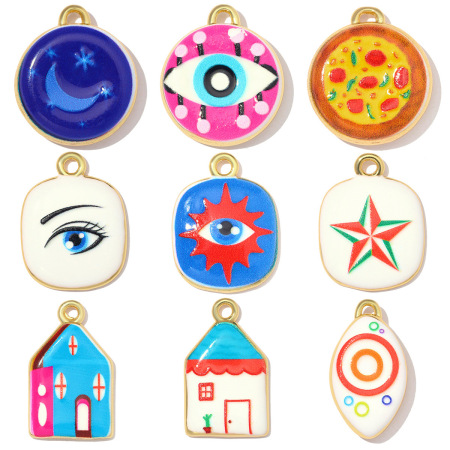 Pendentifs pour femmes, style œil du diable, forme irrégulière elliptique, couleur cuivre et or, collection romantique à faire soi-même