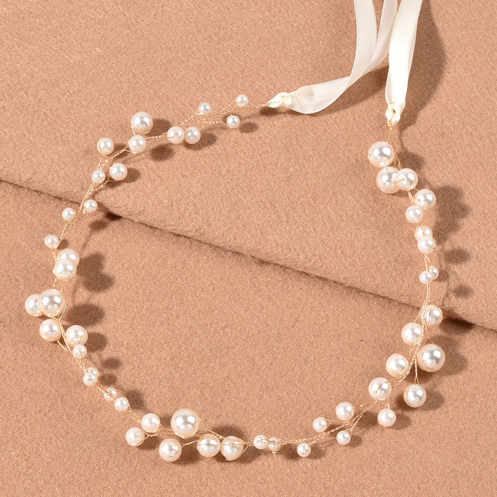 Bandeaux À Cheveux En Perles Artificielles, Couleur Unie Élégante Et Simple