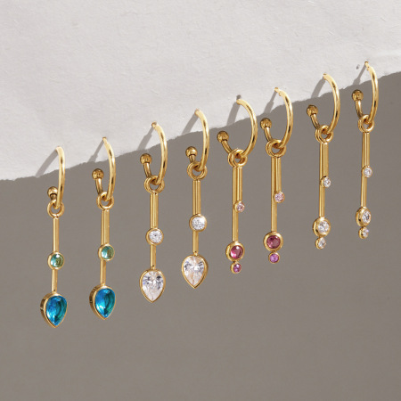 Boucles d'oreilles pendantes pour femme, collection romantique, motif patchwork doux, pompon, acier inoxydable, couleur or, zircon, étanches.