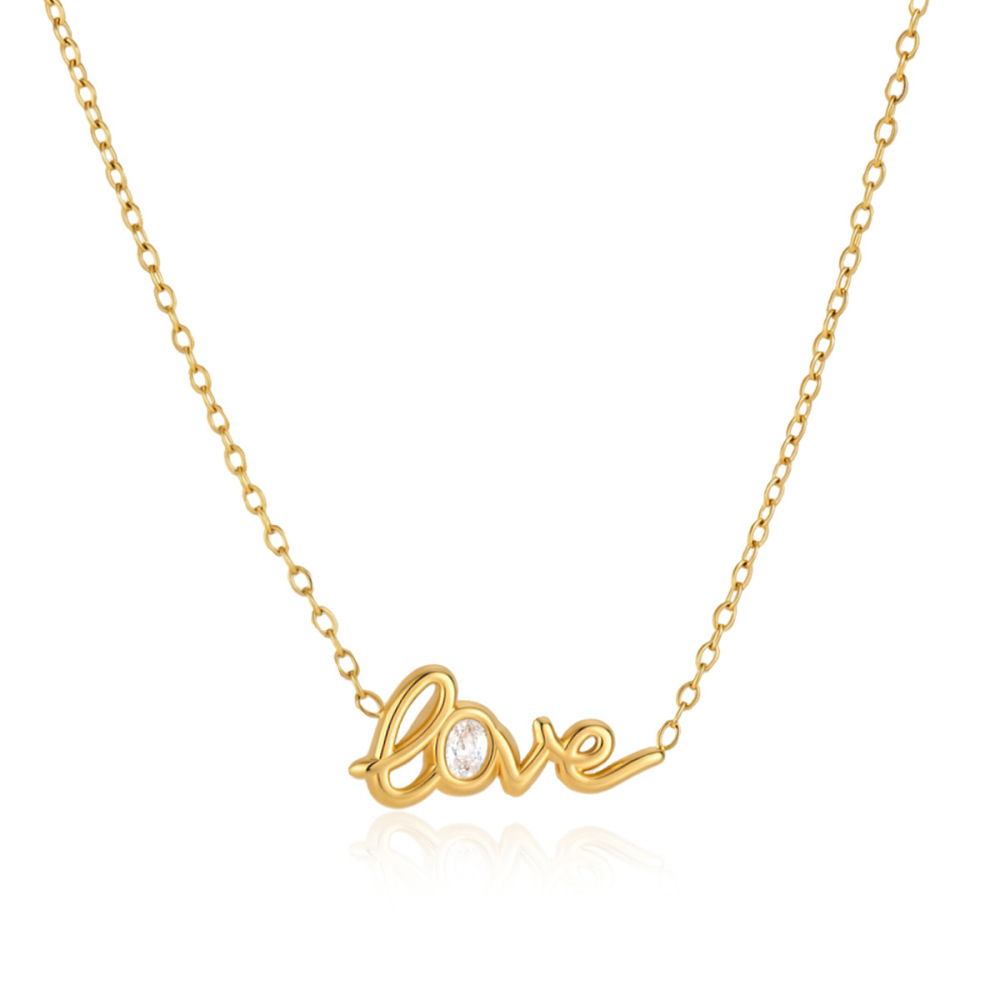 Ensembles De Colliers Pour Femmes Simple Series Simple Letter En Acier Inoxydable Étanche Couleur Or Image5