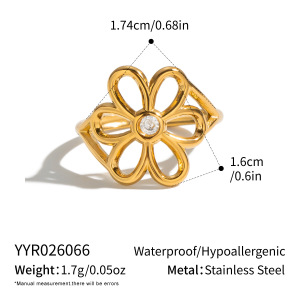Bagues Tendance En Acier Inoxydable Doré, Forme De Fleur h5 