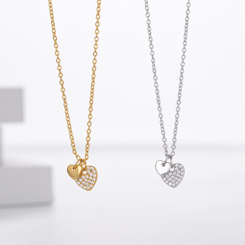 Colliers Pour Femmes En Argent Sterling 925 Plaqué Rhodium, Collection Simple Series Elegant Heart h5Image2