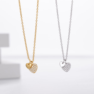 Colliers Pour Femmes En Argent Sterling 925 Plaqué Rhodium, Collection Simple Series Elegant Heart h5 Image2