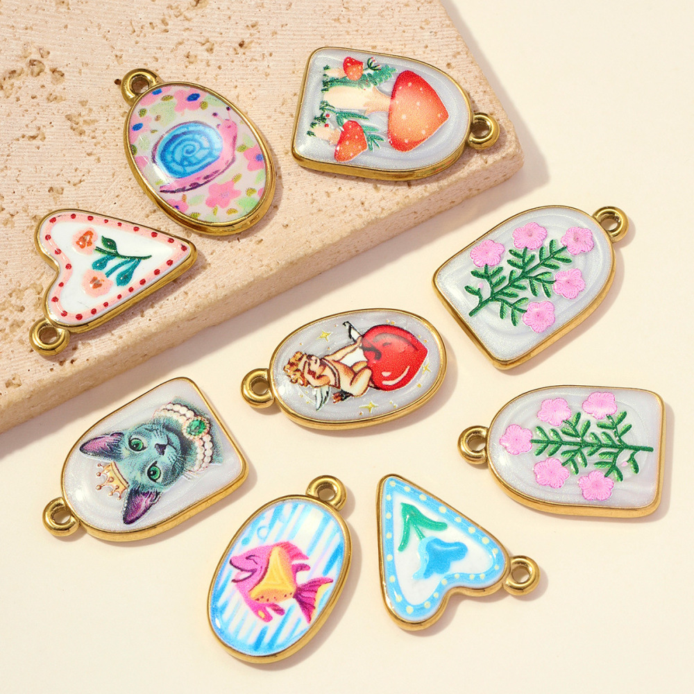 Pendentifs Pour Femmes En Acier Inoxydable, Couleur Or, Motif Cœur Et Animal, Collection Romantique Image3