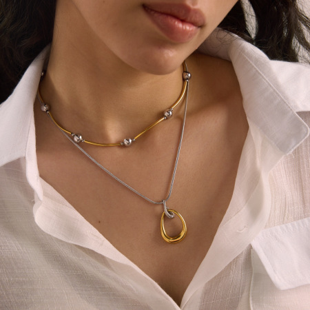 Colliers pendentifs pour femmes en acier inoxydable étanche, forme irrégulière élégante et simple, collection Simple 2