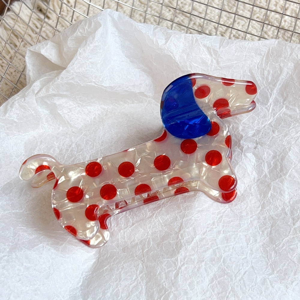 Griffes En Acétate Pour Teckel, Motif Pois Mignons Multicolores, Collection Simple Series