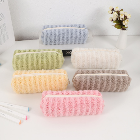 Pochettes à stylos décontractées en polyester uni à rayures de la série Simple