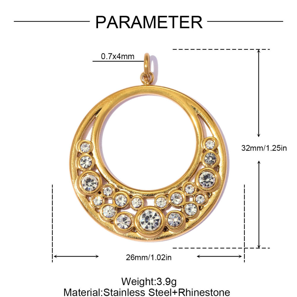 Pendentifs Pour Femmes En Acier Inoxydable, Forme Géométrique Simple, Couleur Or, Strass Et Pierre Naturelle, Étanches. 
