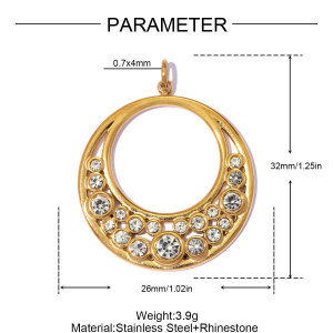Pendentifs Pour Femmes En Acier Inoxydable, Forme Géométrique Simple, Couleur Or, Strass Et Pierre Naturelle, Étanches. h5 