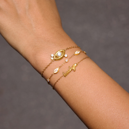 Bracelet à breloques pour femme Simple Series Elegant Devil's Eye en acier inoxydable étanche avec zircon 2