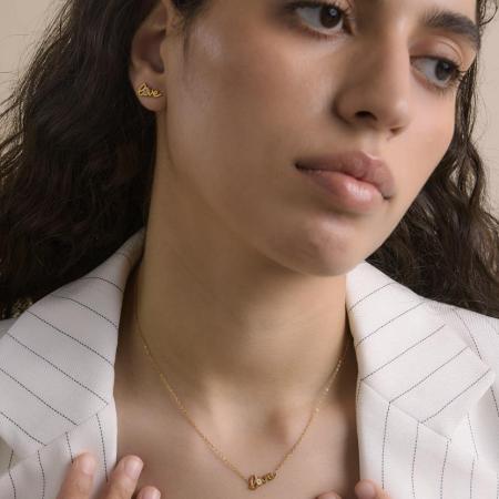 Ensembles de colliers pour femmes Simple Series Simple Letter en acier inoxydable étanche couleur or 2