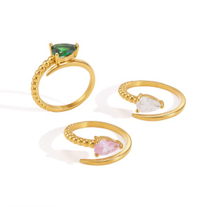 Bagues Pour Femmes En Acier Inoxydable Doré, Ornées De Zircon Et Serties De Zircon, Collection Sweet Snake. h5 Image5