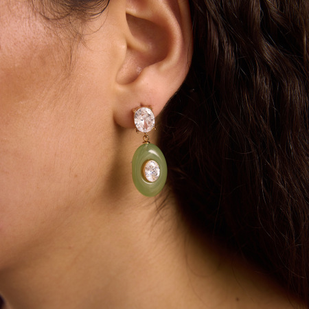 Boucles d'oreilles pendantes pour femmes, style rétro elliptique, en acier inoxydable étanche, couleur or, collection Simple Series 2