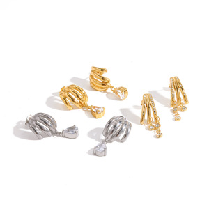 Boucles D'Oreilles Pendantes Élégantes Pour Femme, En Acier Inoxydable Doré, De Forme Géométrique. h5 Image4