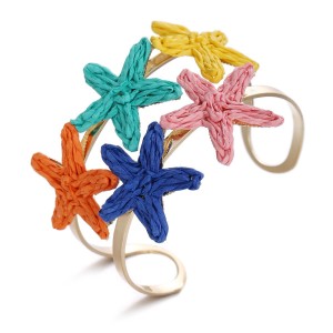 Bracelets Pour Femmes En Raphia Tissé À Motif D'Étoile De Mer, Collection Simple Series Vacation h5 Image3