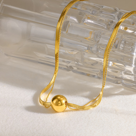 Colliers superposés pour femmes, collection Simple Series Daily Chain Circle, en acier inoxydable étanche, couleur or