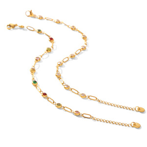 Bracelets À Maillons Pour Femmes En Acier Inoxydable Étanche, Couleur Or, Avec Zircon. h5 Image4