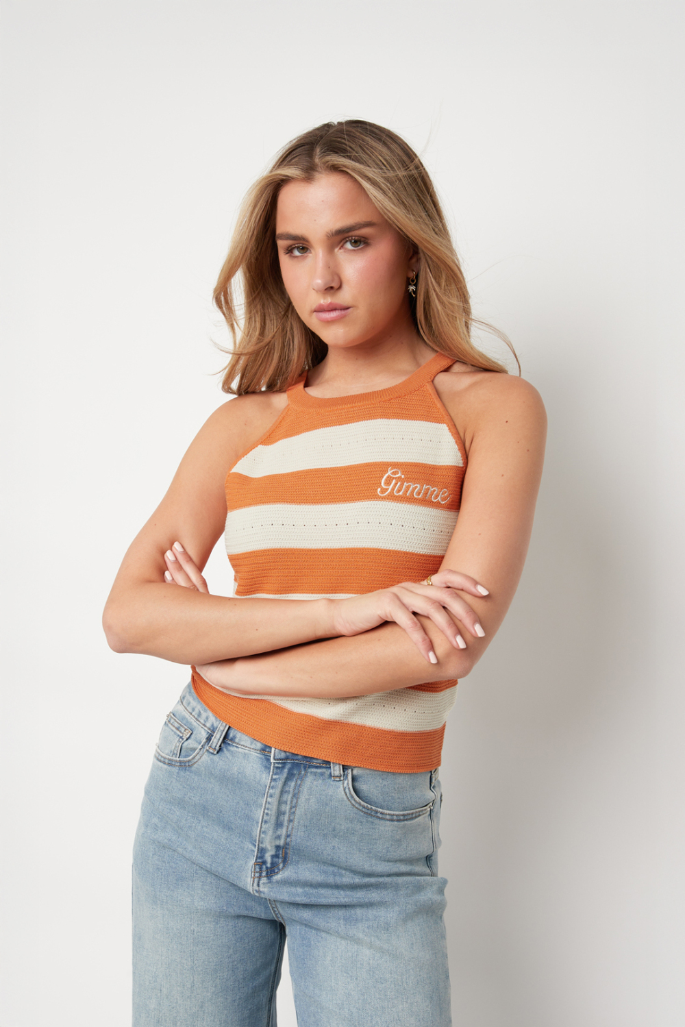 Gilet Rayé En Maille De Coton Human Cotton, Style Décontracté Printemps/Été, Aucun Vêtement h5Image3