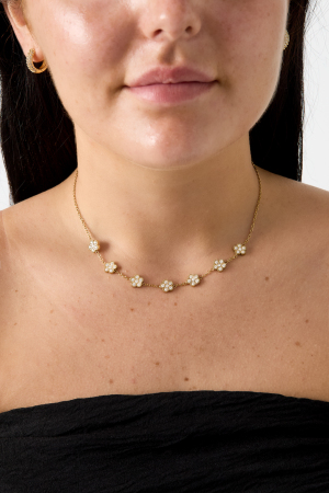Collier Élégant Orné De Fleurs Serties De Zirconias h5 Image2