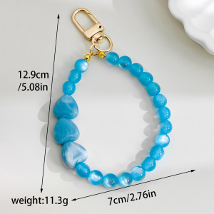 Chaîne Pour Téléphone Et Sac, Perles Simples En Forme De Cœur, Couleur Unie, Dégradé De Résine, Série Romantique h5 Image3