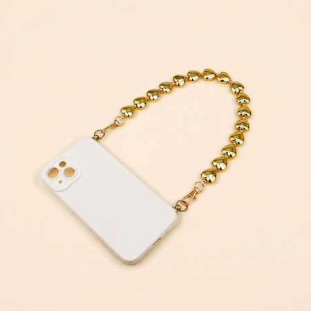 Chaîne en métal pour téléphone et sac, perles simples en forme de cœur, collection romantique 2