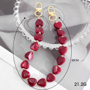 Chaîne Pour Téléphone Et Sac, Perles Simples En Forme De Cœur, Couleur Unie, Dégradé De Résine, Série Romantique h5 Image3