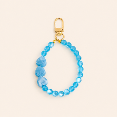 Chaîne pour téléphone et sac, perles simples en forme de cœur, couleur unie, dégradé de résine, série romantique