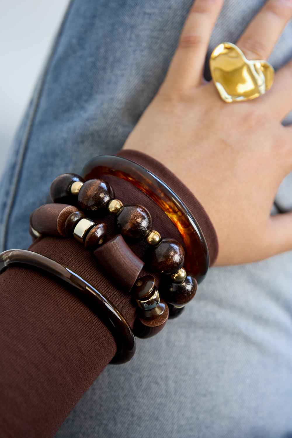 Bracelets En Perles De Bois, Bijoux Simples Pour Femmes, Collection Daily Simple h5Image2