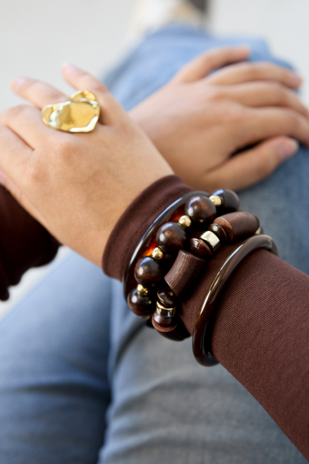 Bracelets en perles de bois, style rétro, collection simple pour tous les jours, bijoux pour femmes 2