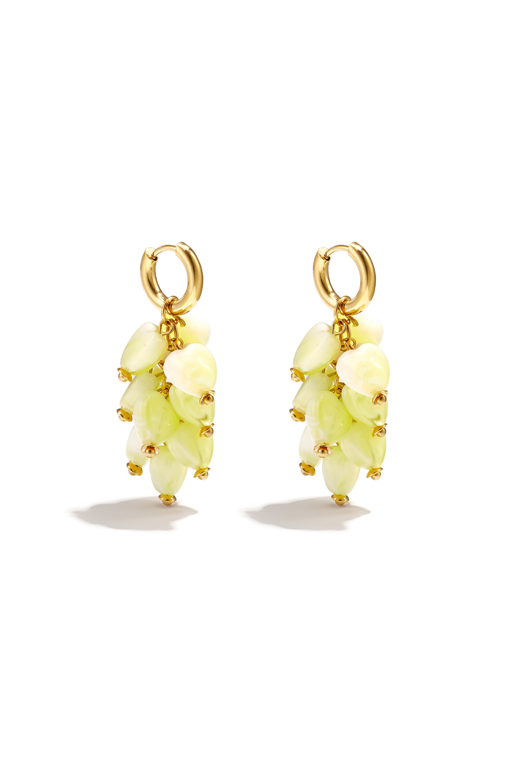 Boucles D'Oreilles En Perles D'Acier Inoxydable En Forme De Cœur, Collection Vacances/Plage, Bijoux Simples Pour Femmes Image4