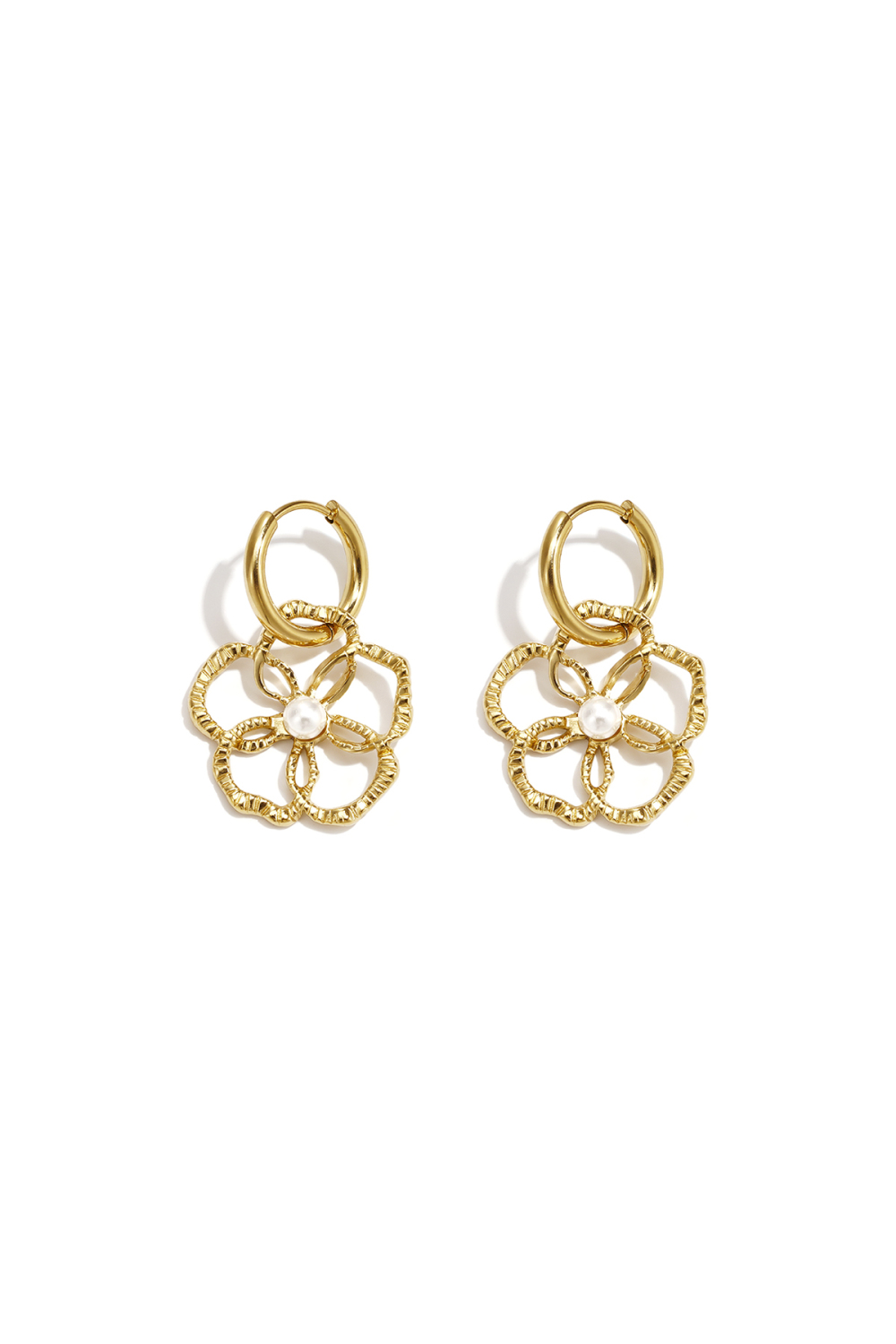 Boucles D'Oreilles Pendantes En Acier Inoxydable Plaqué Or 14 Carats, Motif Floral, Collection Daily Simple, Bijoux Pour Femmes 