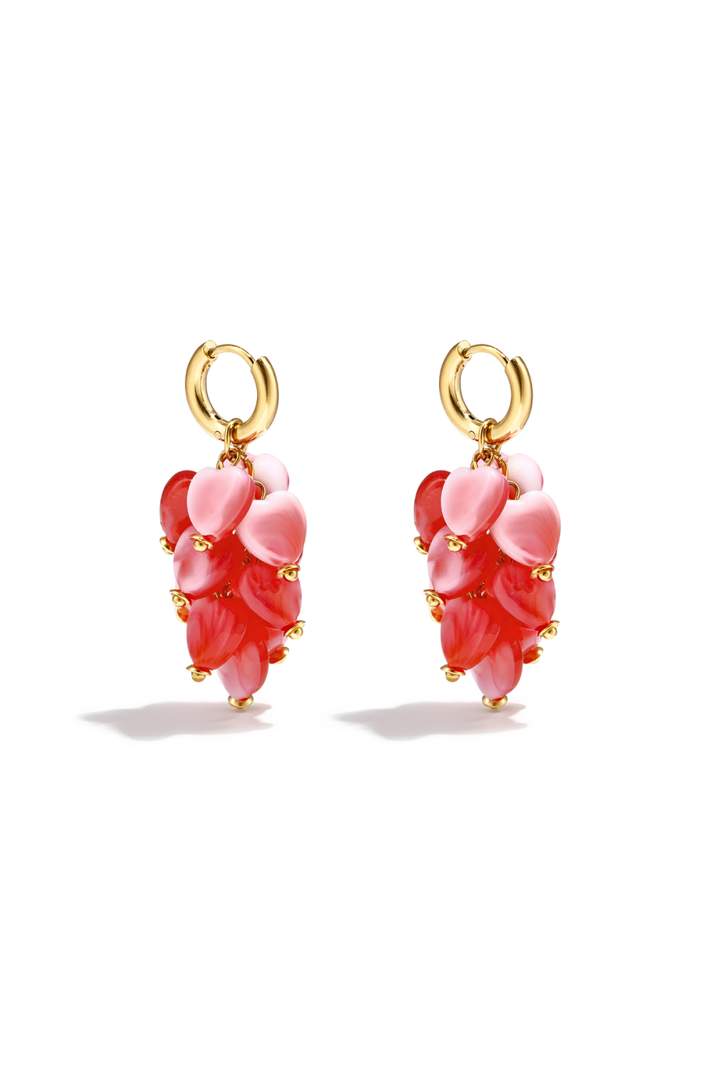 Boucles D'Oreilles En Perles D'Acier Inoxydable En Forme De Cœur, Collection Vacances/Plage, Bijoux Simples Pour Femmes 