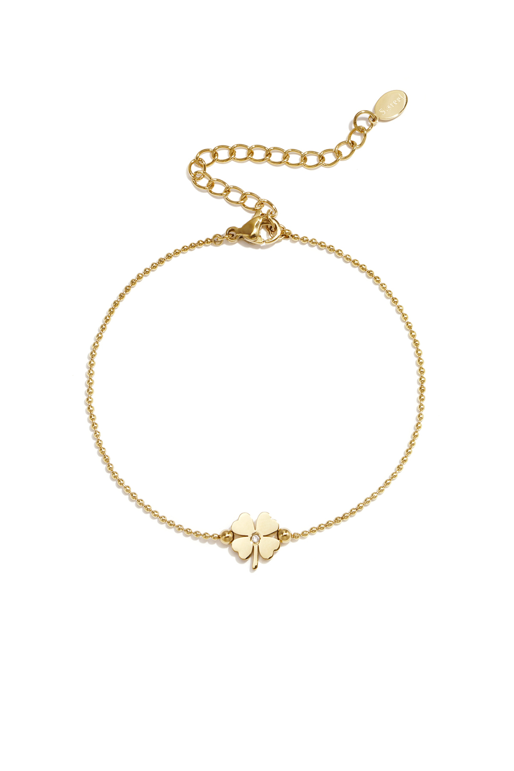 Bracelets À Breloques En Acier Inoxydable Plaqué Or 14 Carats, Collection Trèfle, Style Simple Et Quotidien, Bijoux Pour Femmes 
