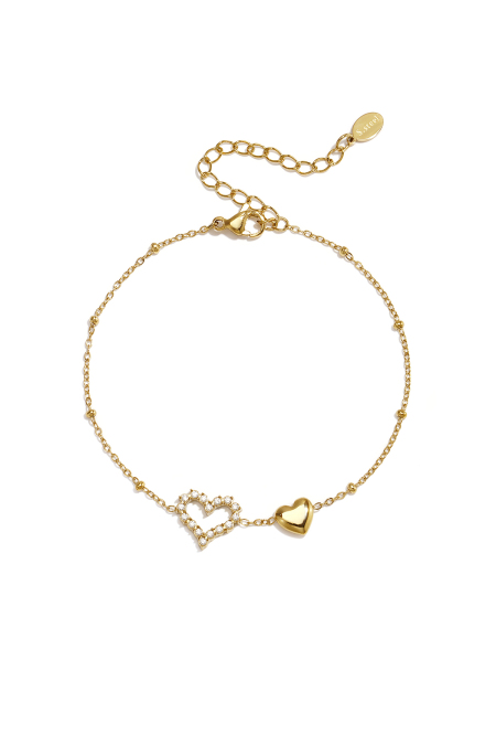Bracelet à breloques en acier inoxydable plaqué or 14 carats, motif cœur, collection Daily Simple, bijoux pour femmes