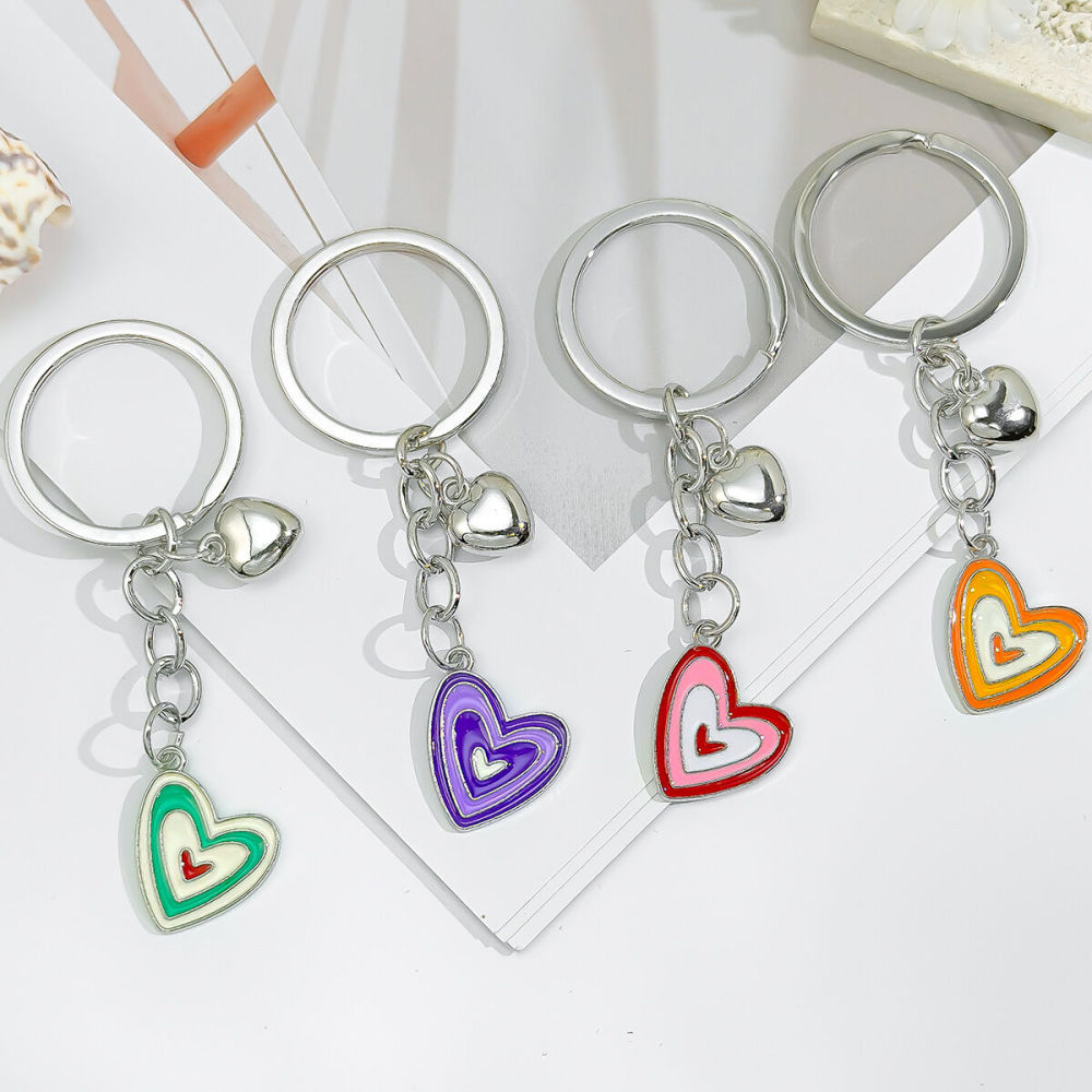 Porte-Clés Romantique En Alliage Multicolore En Forme De Cœur, Série Sweet Heart. Image2