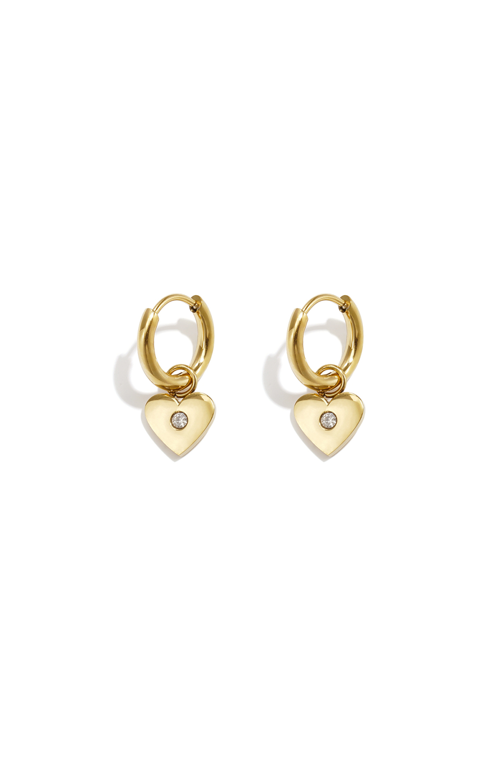 Boucles D'Oreilles Pendantes En Acier Inoxydable Plaqué Or 14 Carats, Forme Cœur, Collection Simple Daily Simple, Bijoux Pour Femmes