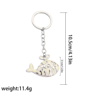 Porte-Clés En Alliage Représentant Un Poisson Mignon Et Mignon, Style Océanique, De La Série Simple. h5 Image4