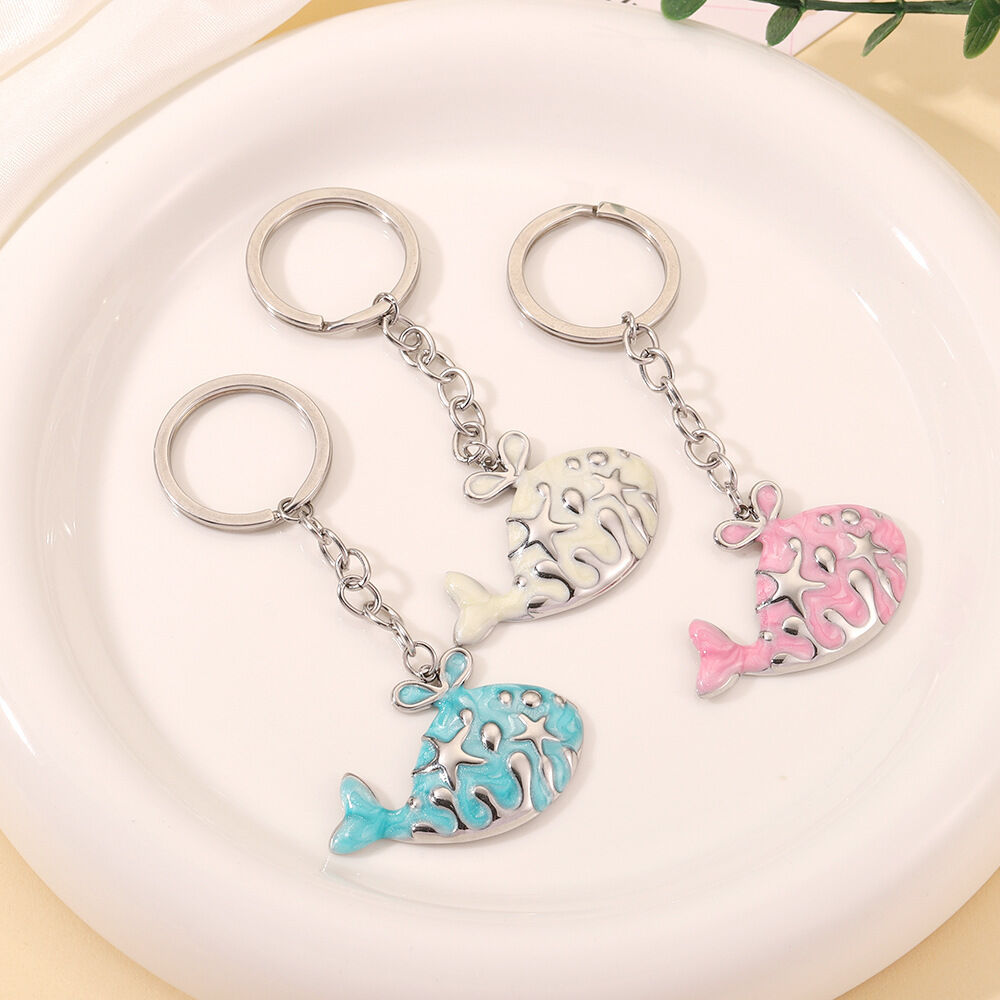 Porte-Clés En Alliage Représentant Un Poisson Mignon Et Mignon, Style Océanique, De La Série Simple. Image2