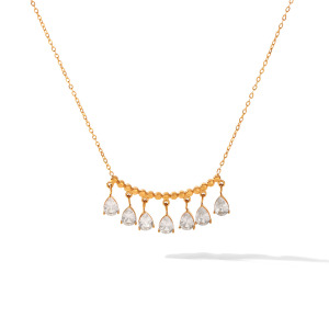 Colliers Pendentifs Pour Femmes De La Luxueuse Collection Daily Droplet, En Acier Inoxydable Étanche Couleur Or Et Zircon. h5 
