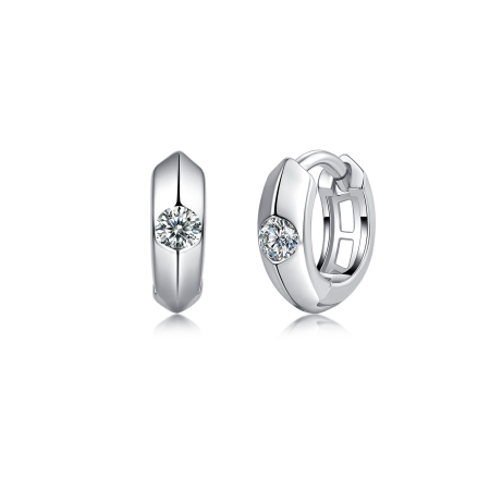 Boucles d'oreilles pour femmes en argent sterling 925, couleur or, avec moissanite et monture Daily Circle.