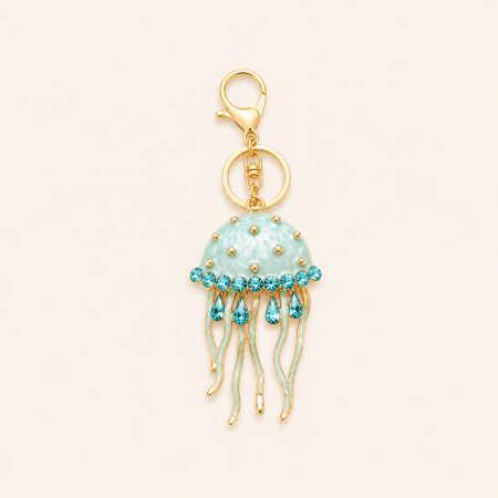 Porte-clés en métal et strass, motif animal naturel uni, dégradé de couleurs, style océanique, collection Simple Series.