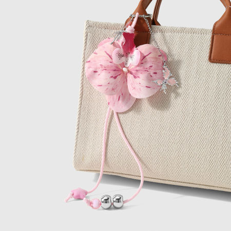 Breloques de sac en polyester à chaînette fleur étoile quotidienne de la série Simple