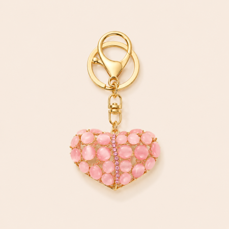 Porte-clés romantique en forme de cœur, en alliage uni et strass, collection Sweet Heart.