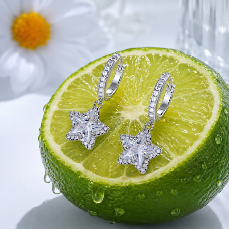 Boucles d'oreilles pendantes pour femmes, en cuivre et zircon, collection Simple Star