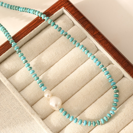 Colliers de perles pour femmes, en perles simples, pierres naturelles, cuivre et perles d'eau douce 2